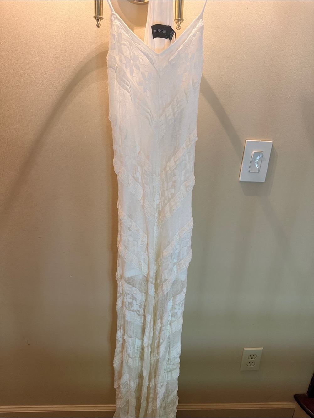 MINKPINK Ivory Floral Lace Maxi Slip Dress